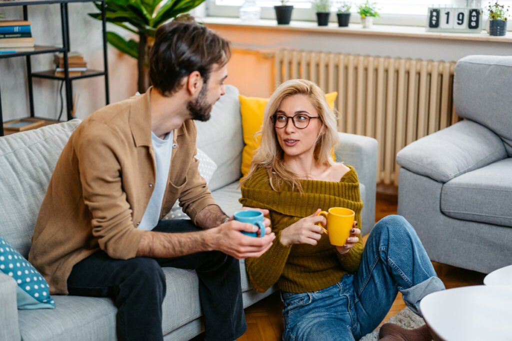 Woman talking to partner about breast augmentation surgery